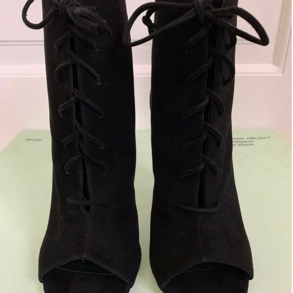 Off White Black Suede lace up stiletto bootie sz 37 - Picture 3 of 6